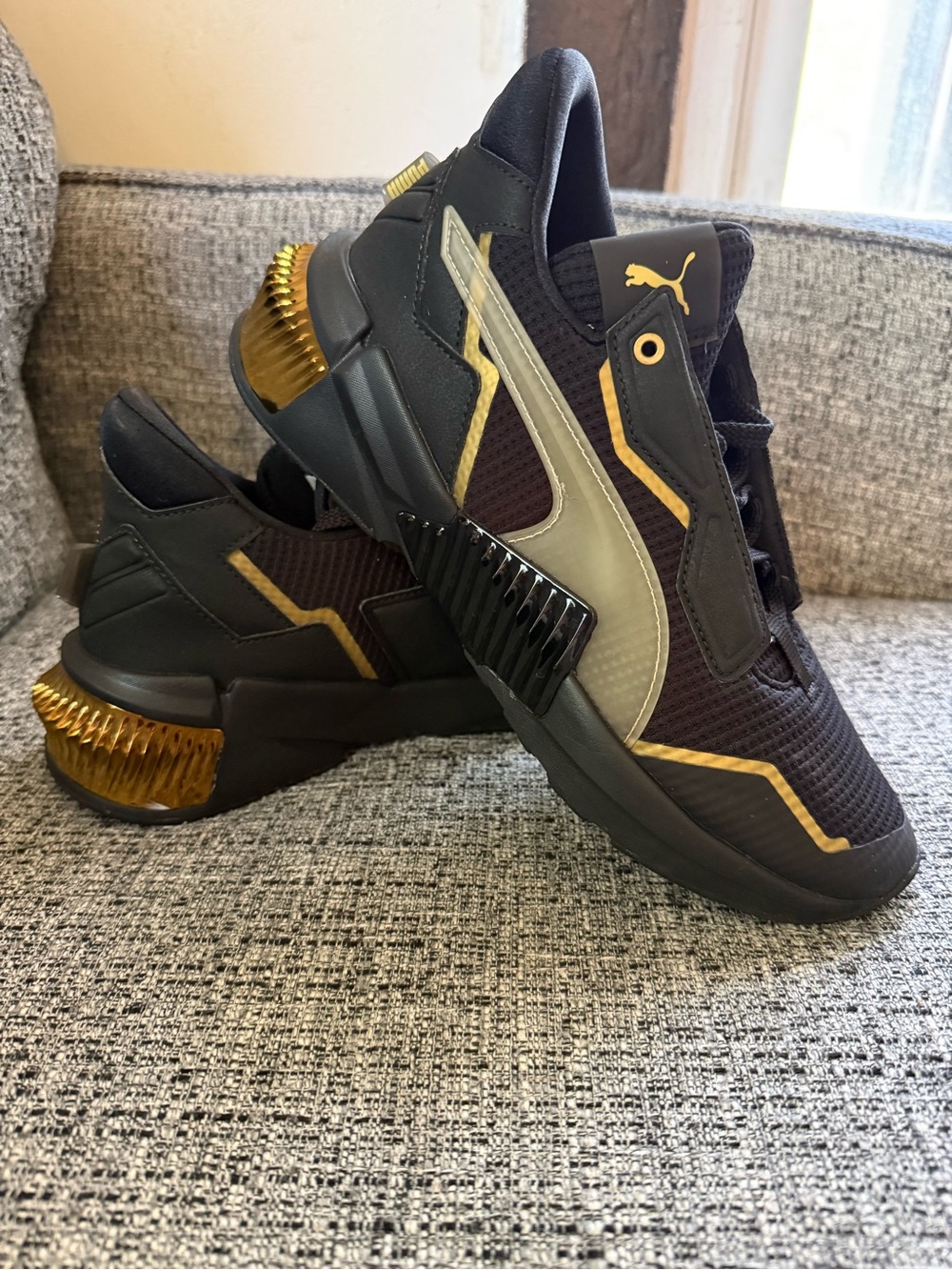 Puma Men's Black Sneakers with Gold Accents